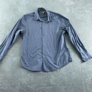 John Varvatos U.S.A. Mens Striped Button-Up Shirt Blue XL 100% Cotton 5818